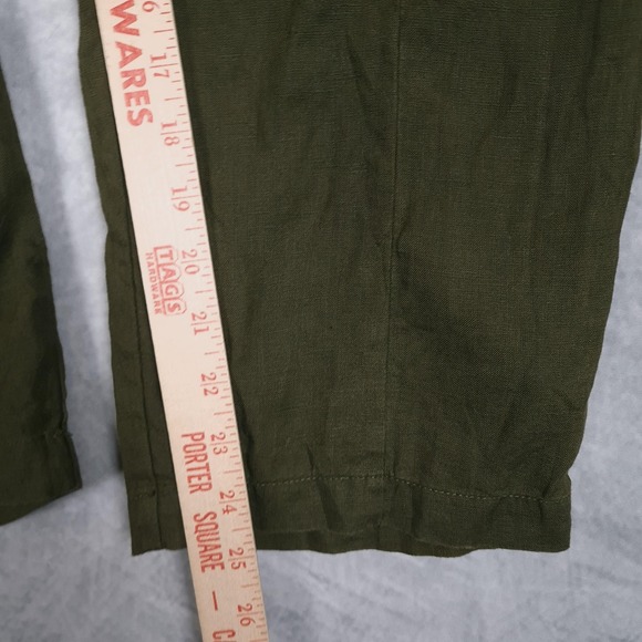 Quince Linen Pants Womens Large Martini Olive Tapered Ankle Pull On Casual - Picture 8 of 16
